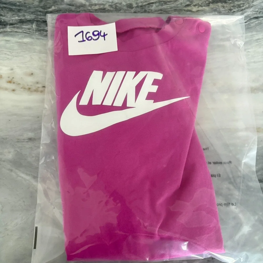Nike Kids Active Fuchsia Pink Purple Long Sleeve Coverall Jumpsuit Size‎ 12 M